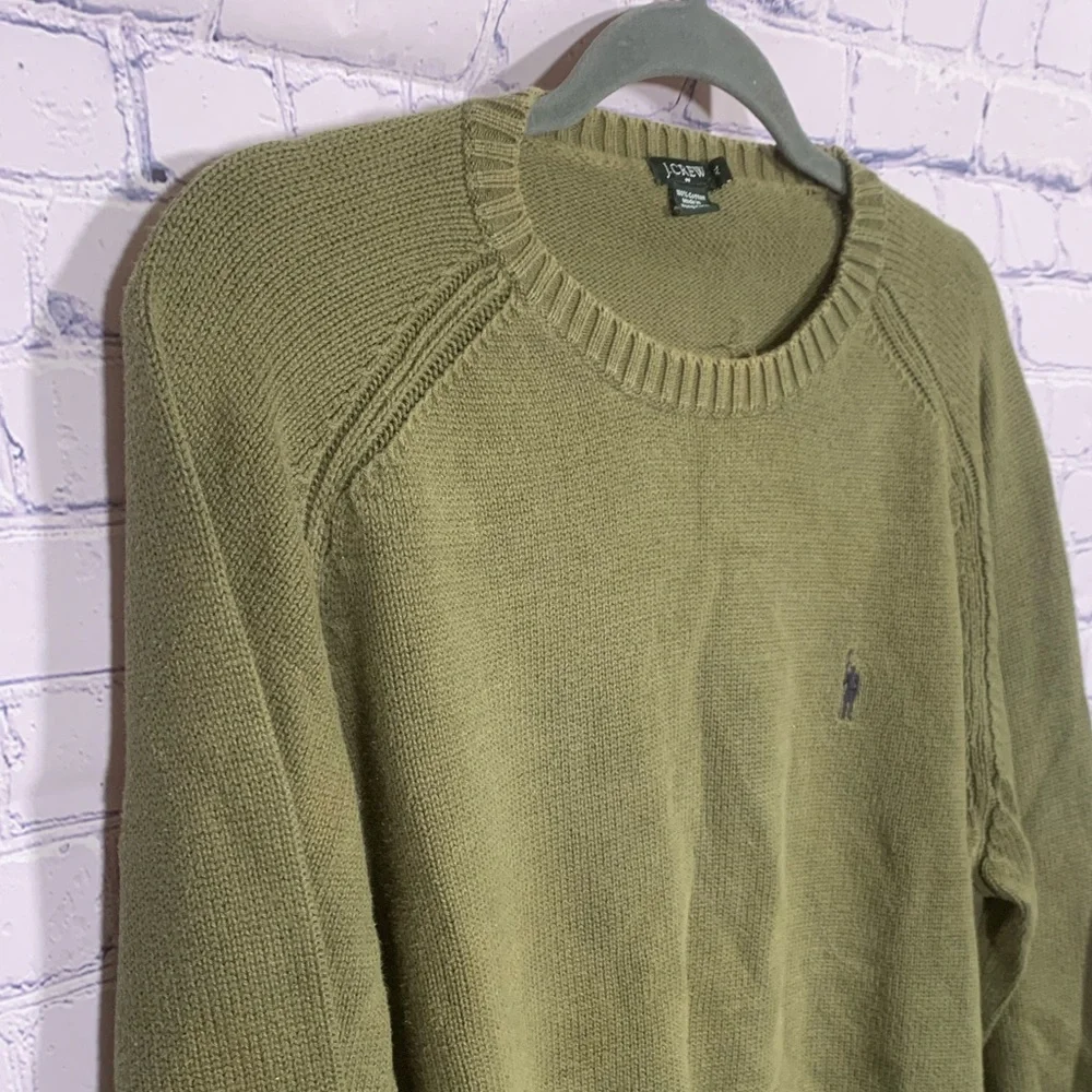 J.Crew Mens Vintage Crew Neck Cotton Sweater Green Sz XL Casual Preppy Old Money